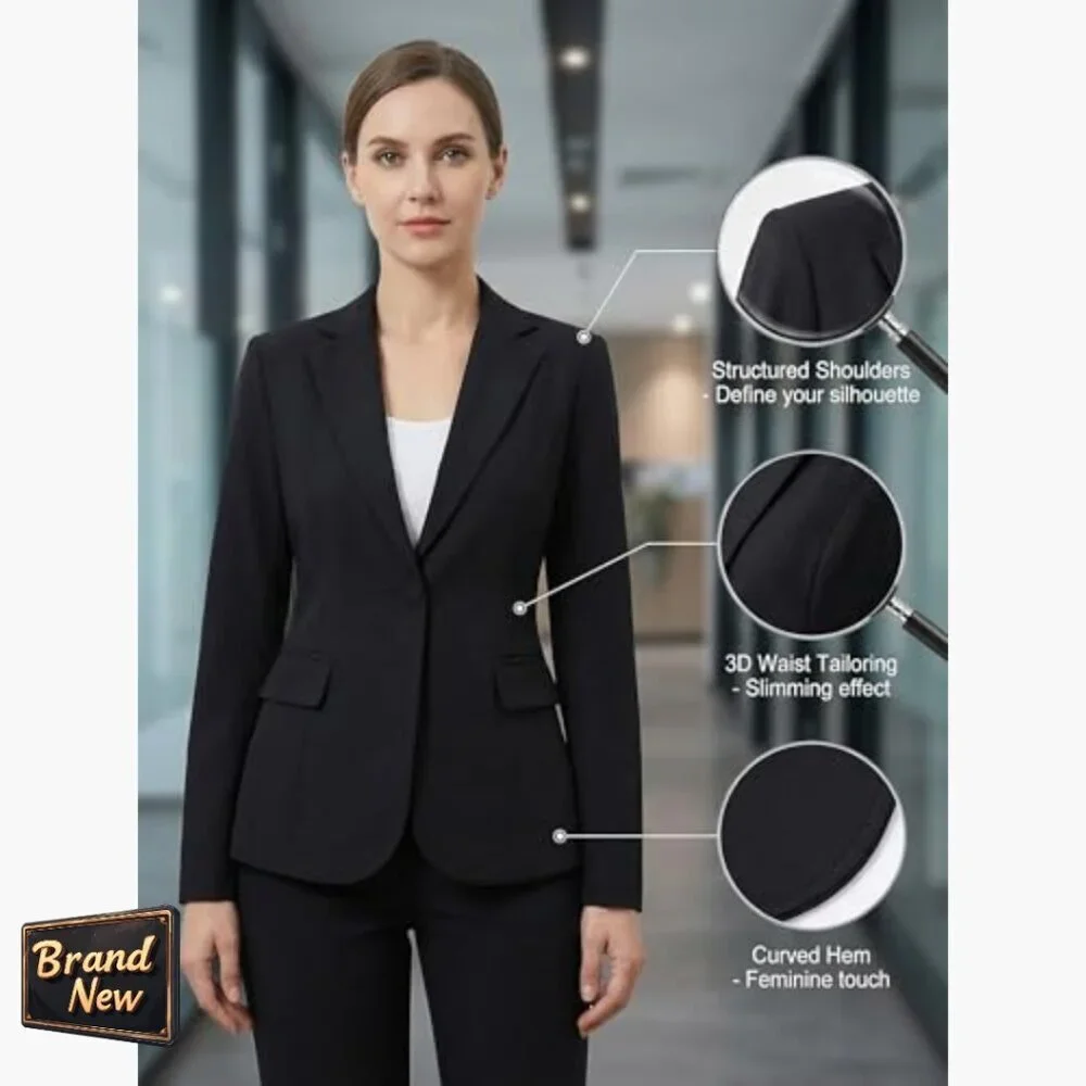 Slim Fit Blazer for Women, Office Casual Jacket with Recycled Polyester - Picture 6 of 7